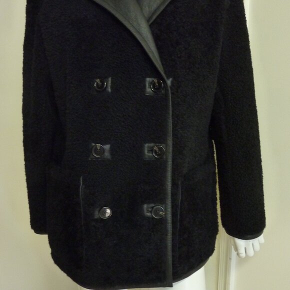 THEORY Reversible Double-Breasted Shearling Lambskin Jacket - Picture 11 of 14